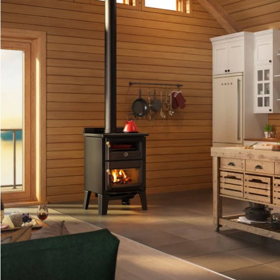 Drolet Deco Nano Wood Burning Stove with sleek modern design